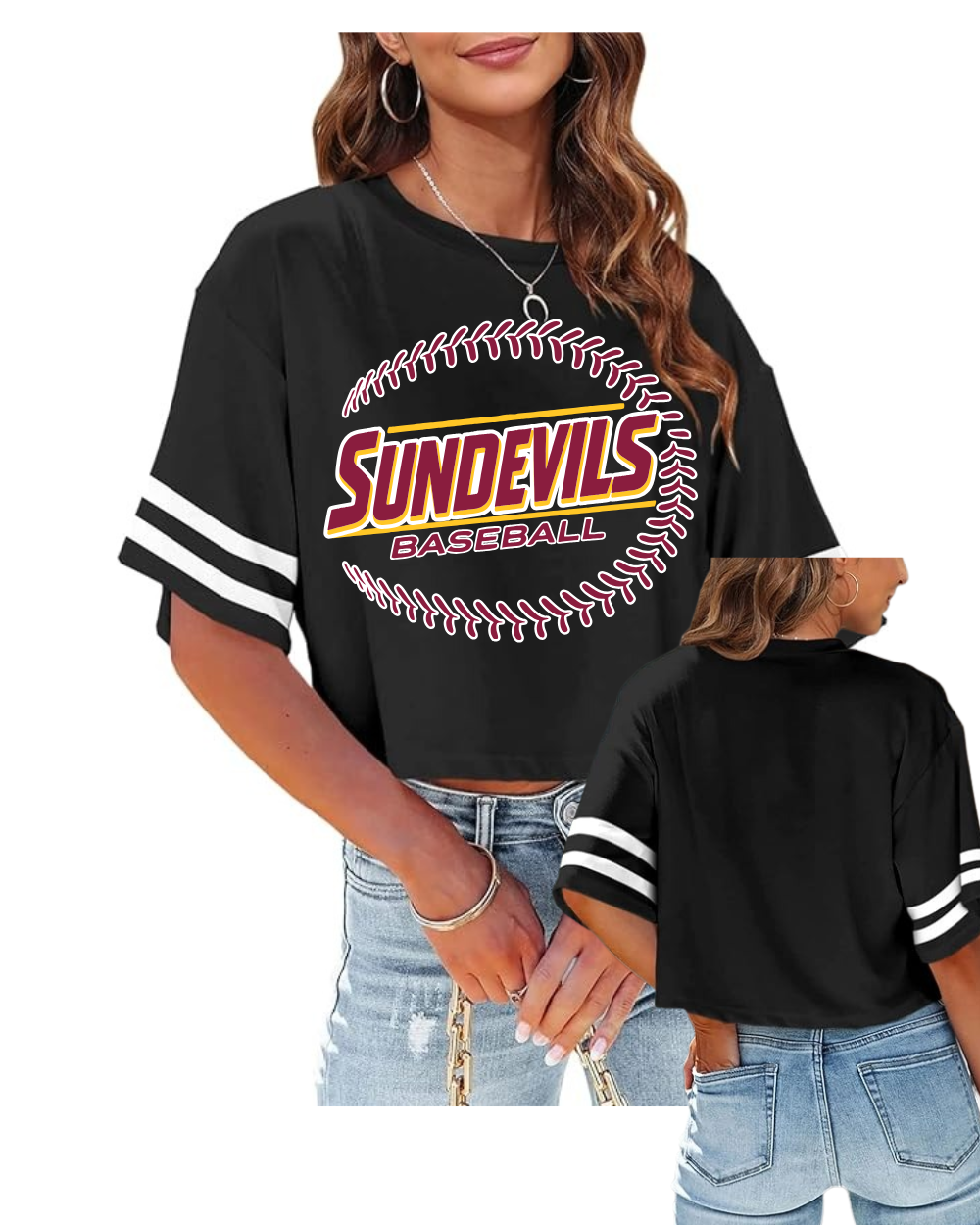 GC Sun Devils- Sun Devils Baseball Ladies Oversized Crop Tee