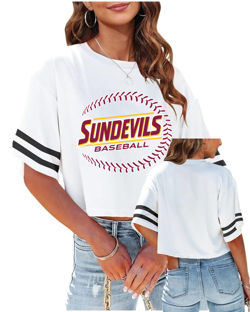GC Sun Devils- Sun Devils Baseball Ladies Oversized Crop Tee
