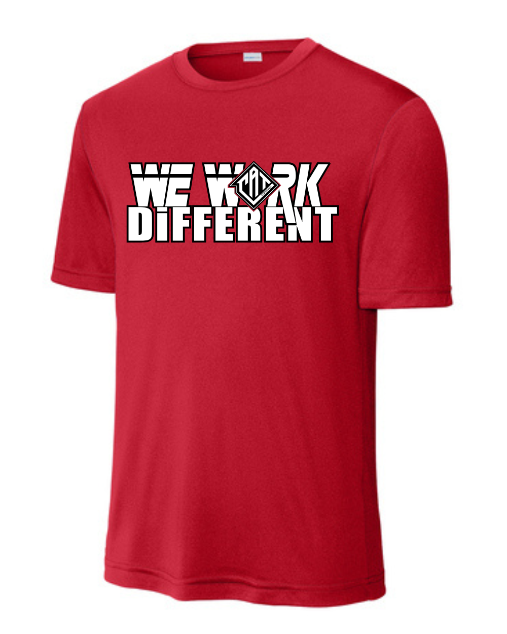 CAT Takeover-Red Performance Tee - We Work Different