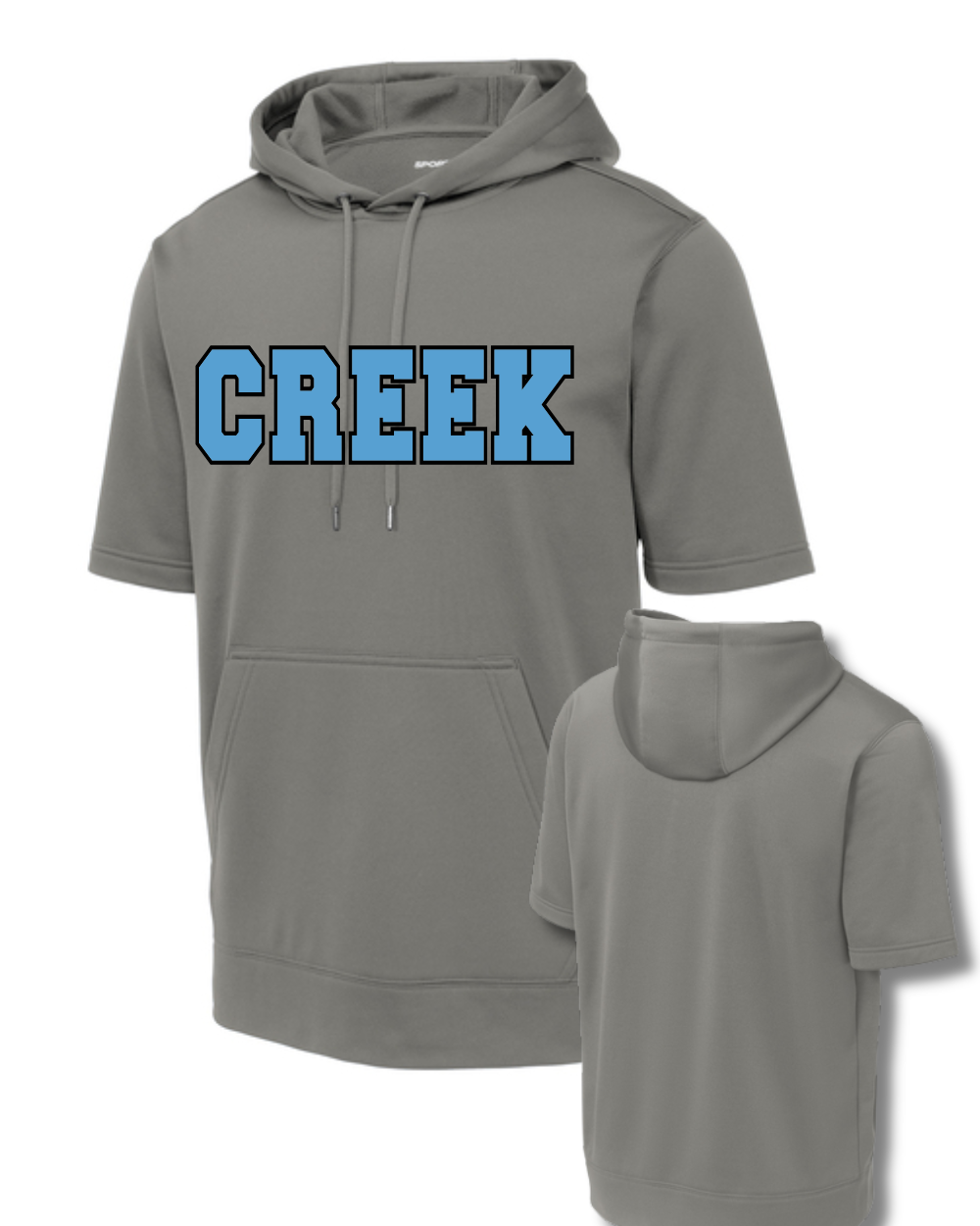 Shadow Creek- Embroidered Creek Applique Short Sleeve Performance Hoodie