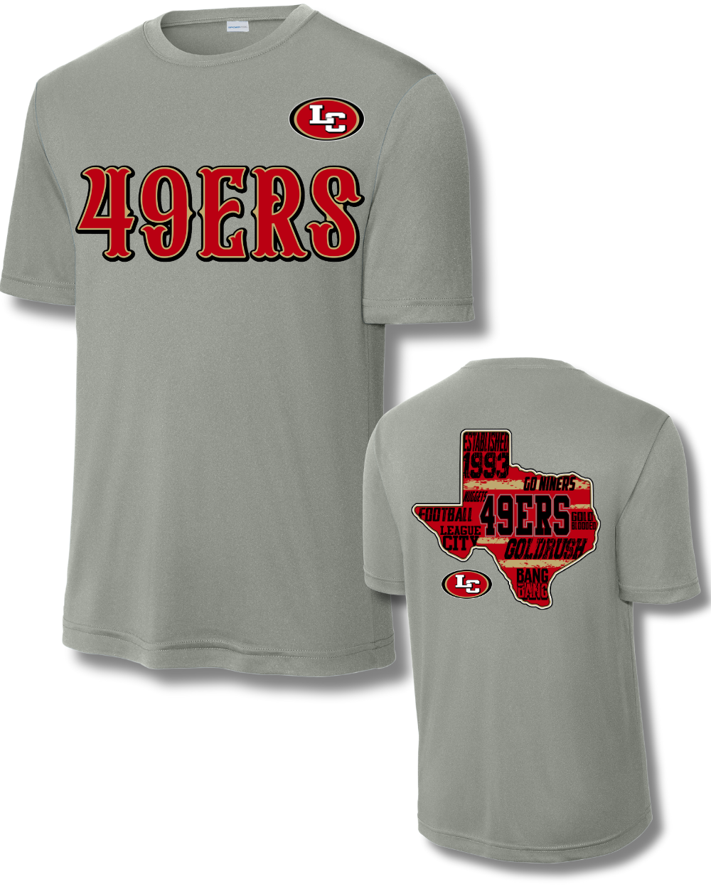 League City 49ers-49Ers- Performance Tee- Grey