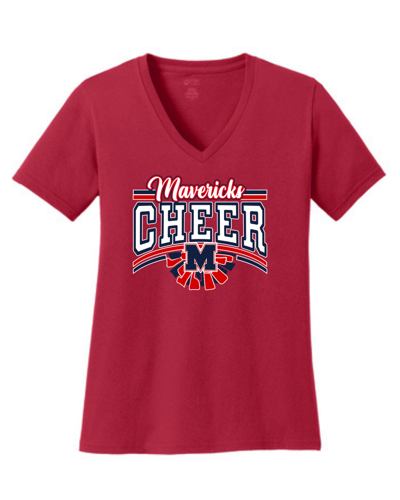 Manvel Cheer - Maverick Cheer Ladies Vneck Cotton Tee