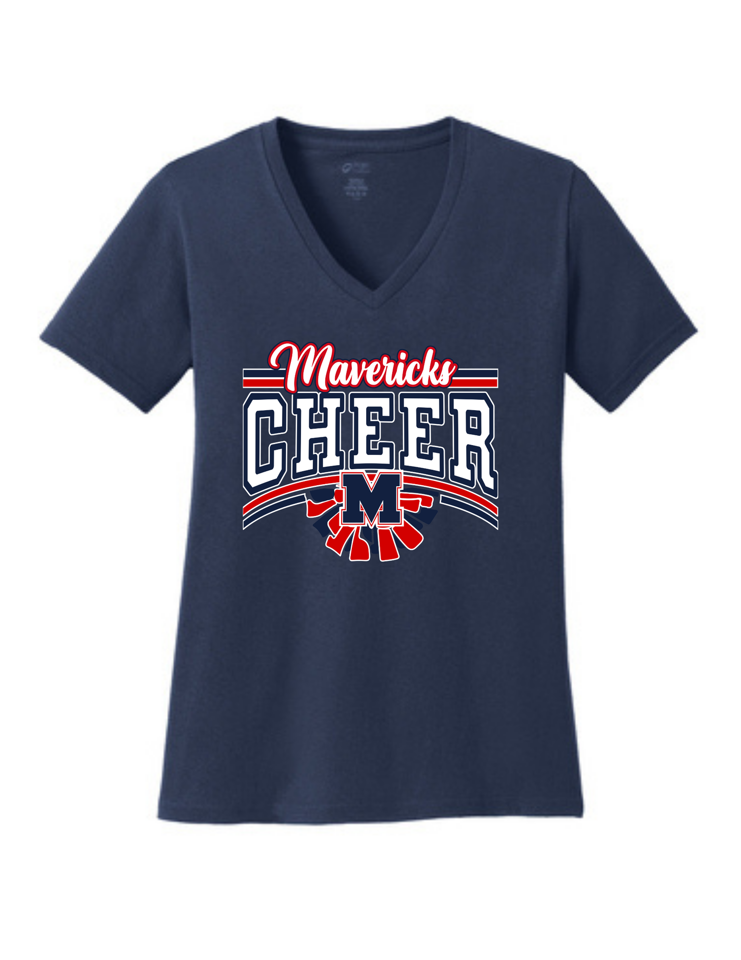 Manvel Cheer - Maverick Cheer Ladies Vneck Cotton Tee