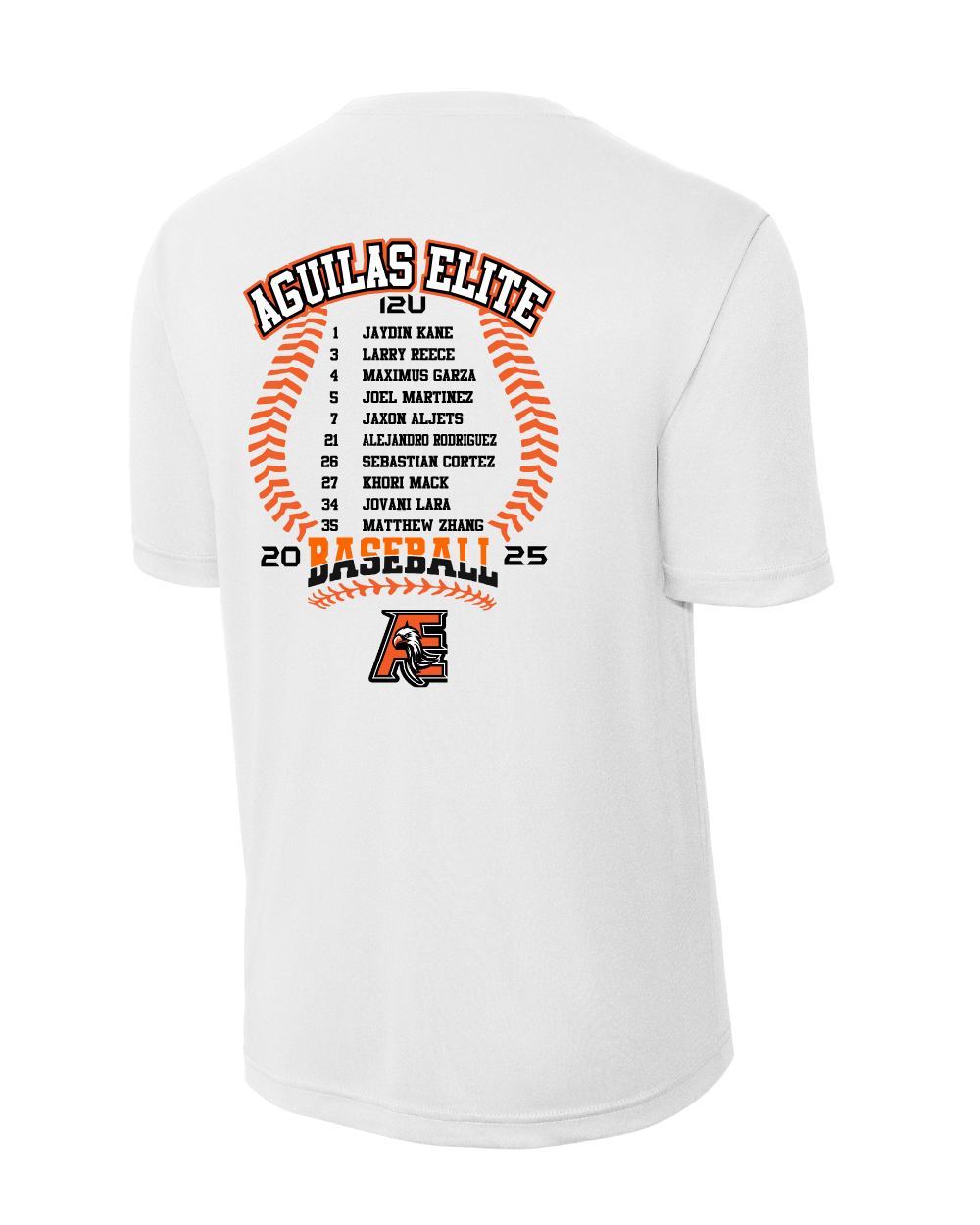 Aguilas Elite-AE Baseball WS Ladies Vneck - Performance Tee- White
