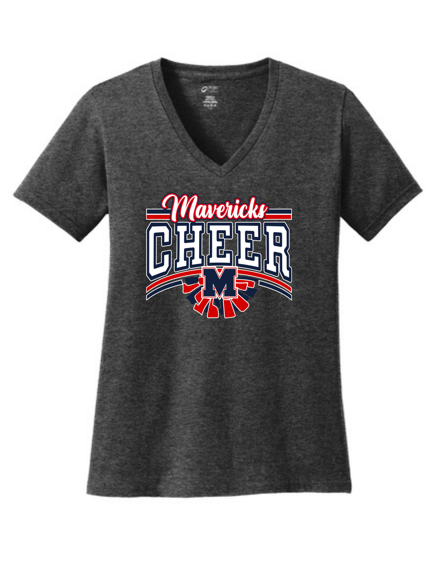 Manvel Cheer - Maverick Cheer Ladies Vneck Cotton Tee