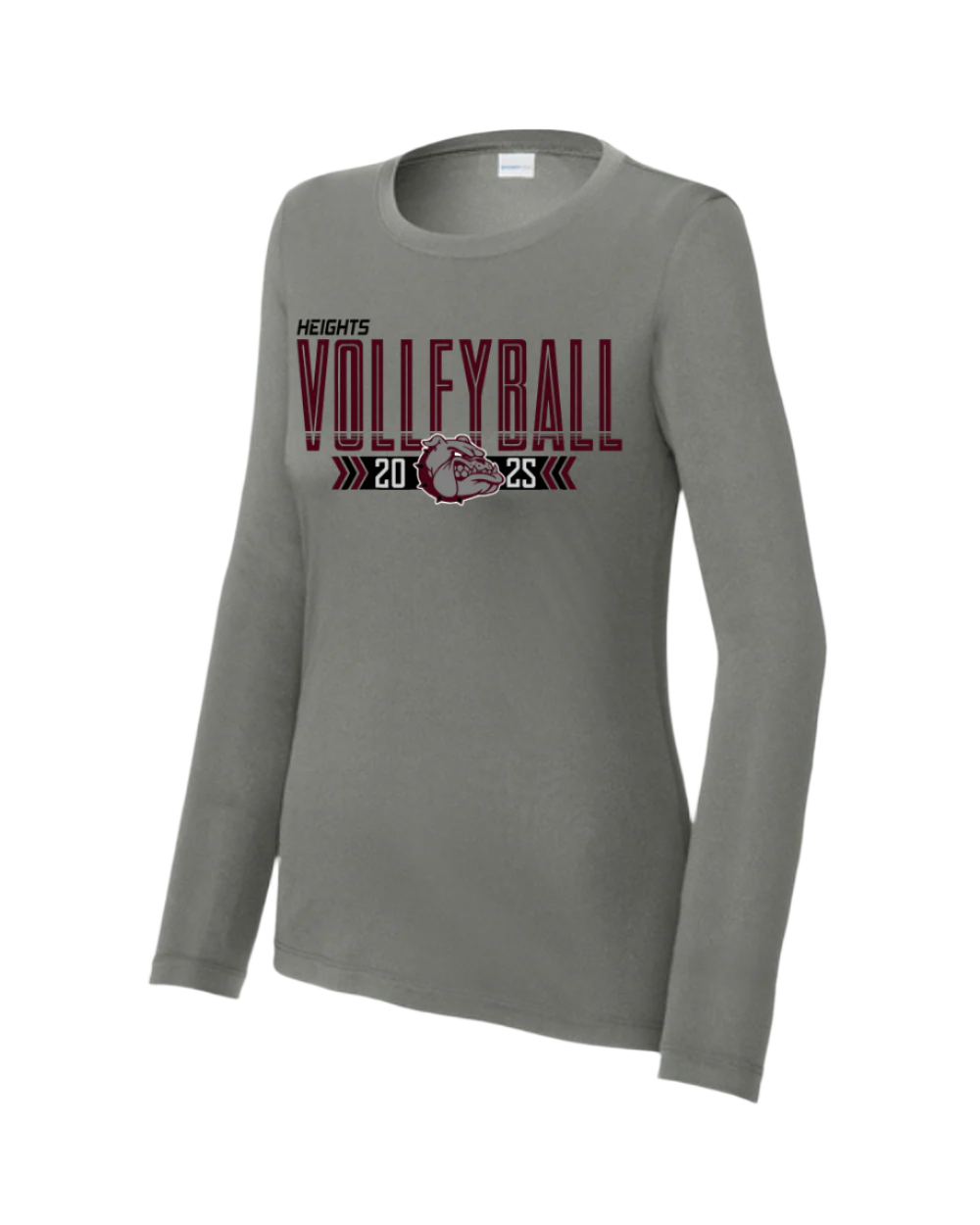 Heights Volleyball- Heights VB Ladies Longsleeve Performance Tee-Dark Smoke Grey
