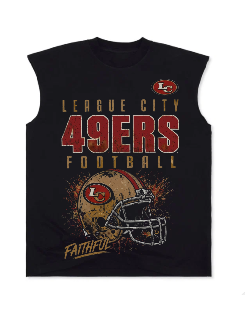 League City 49ers Football & Cheer- Distressed 49ERS Football HeavyWeight Sleeveless Tee