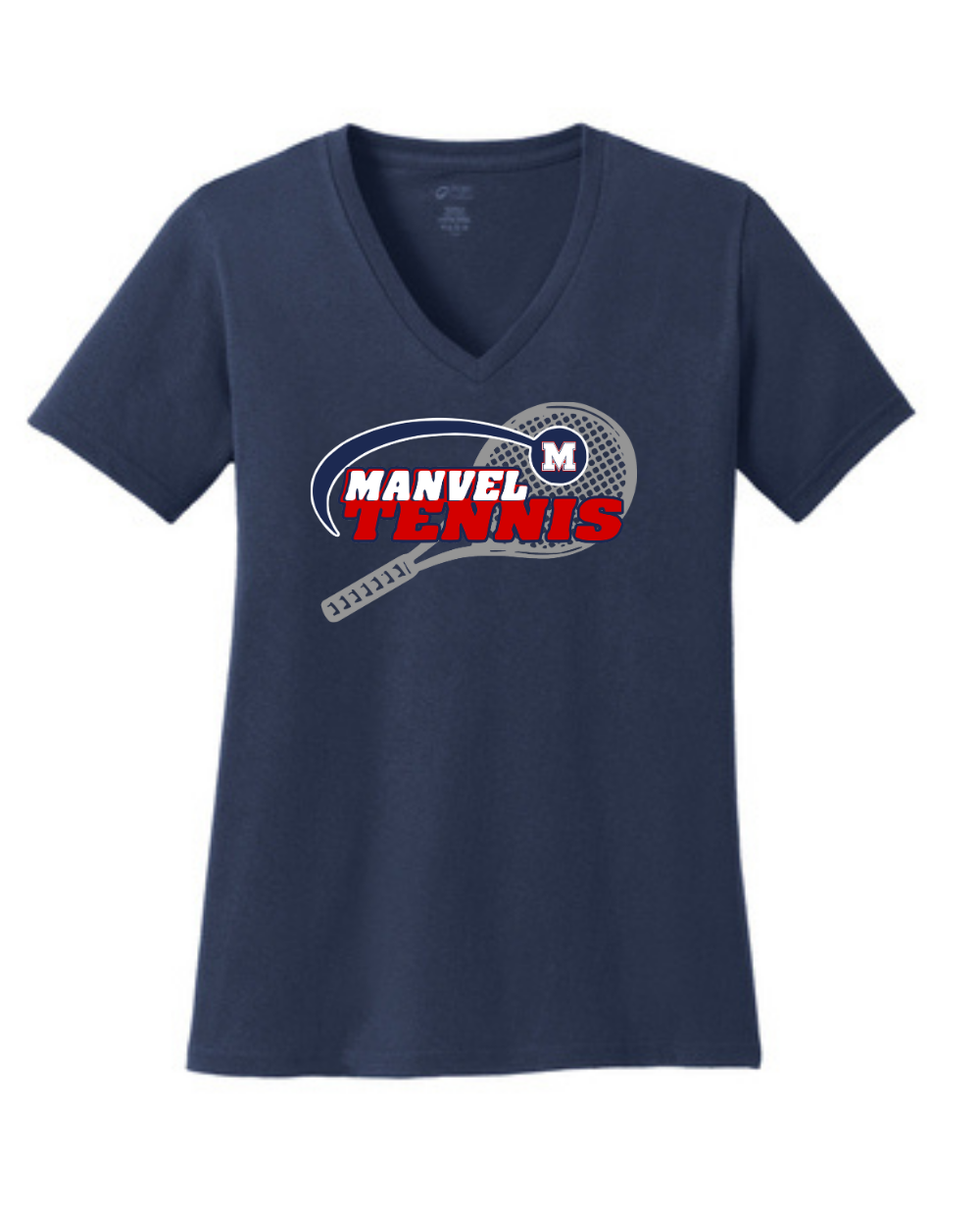 Manvel Tennis- Manvel Tennis Ladies Vneck Cotton Tee