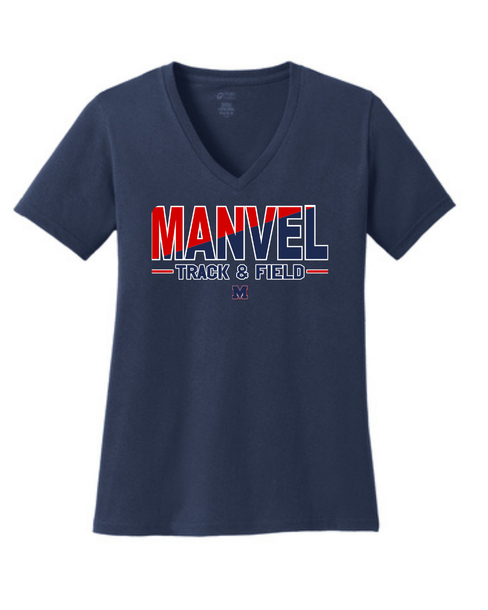 Manvel Track and Field- Manvel Track and Field Ladies Vneck Cotton Tee