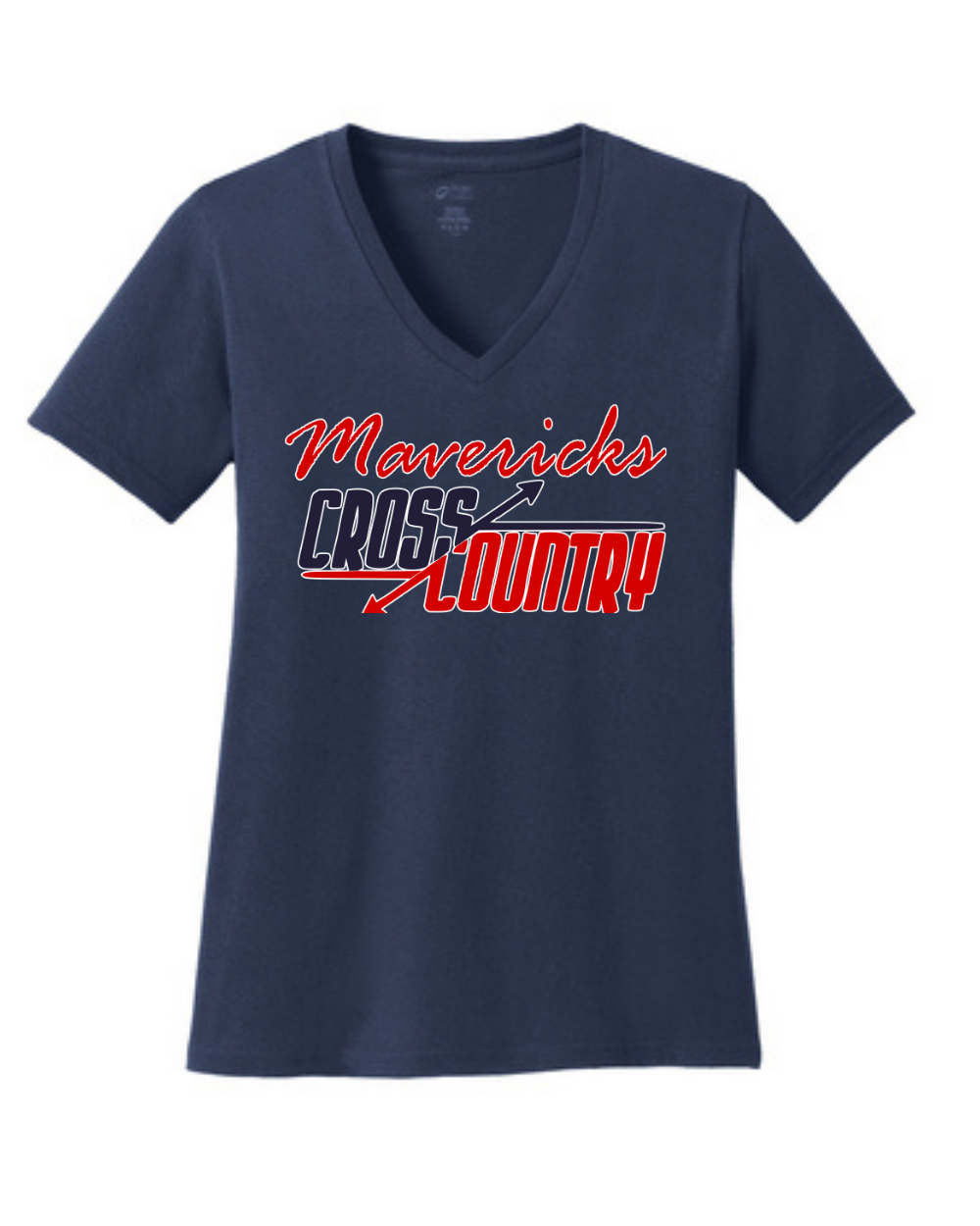 Manvel Cross Country- Mavericks Cross Country Ladies Vneck Cotton Tee