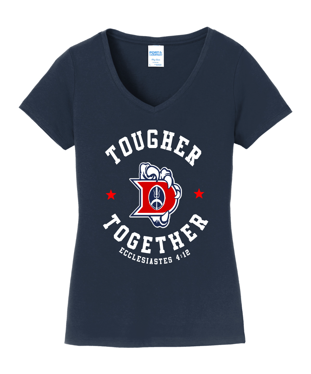 Dawson Football Booster Club- Tougher Together Ladies Cotton Vneck Tee