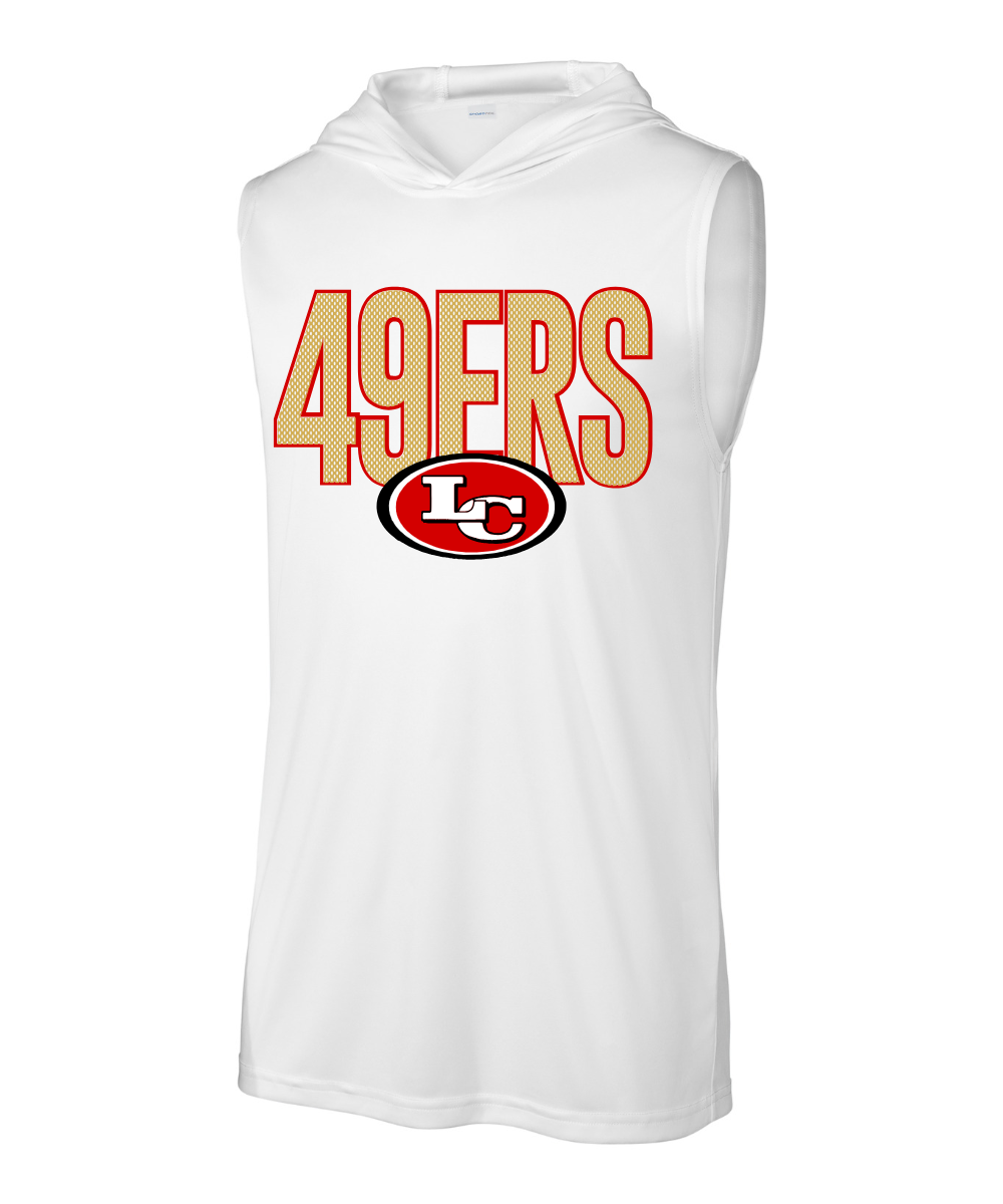 League City 49ers Football & Cheer- Mesh 49ers Logo Sleeveless Performance Hoodie - White