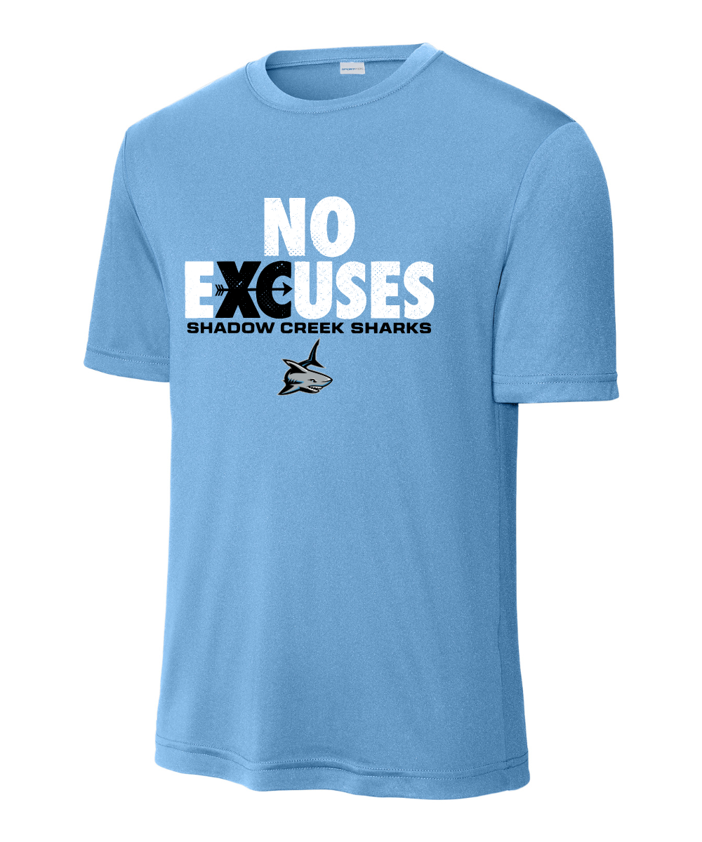 Shadow Creek Cross Country Track & Field - No Excuses Design Performance Tee - Carolina Blue