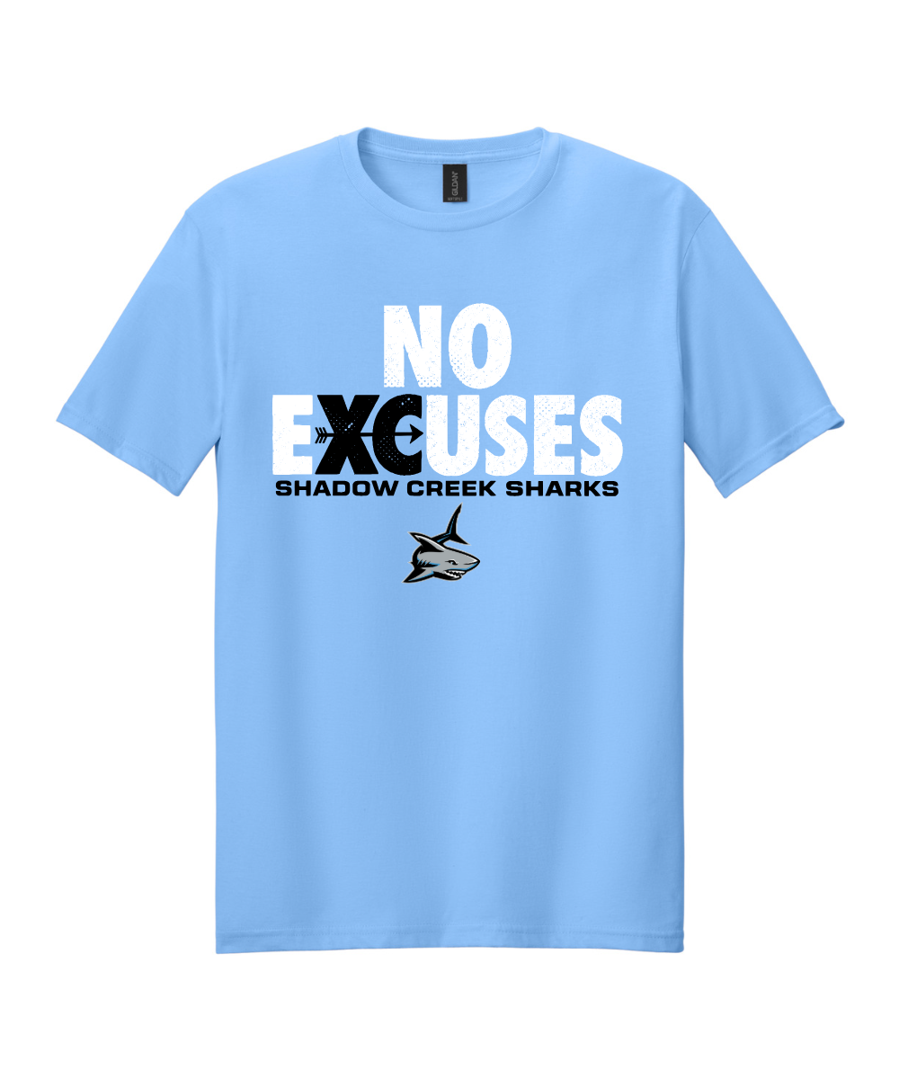 Shadow Creek Cross Country Track & Field - No Excuses Design Cotton Tee - Carolina Blue
