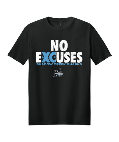 Shadow Creek Cross Country Track & Field - No Excuses Design Cotton Tee - Black