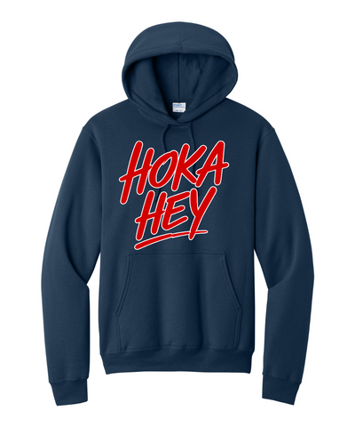 Manvel Football - Hoka Hey Script Cotton Fleece Hoodie - Navy