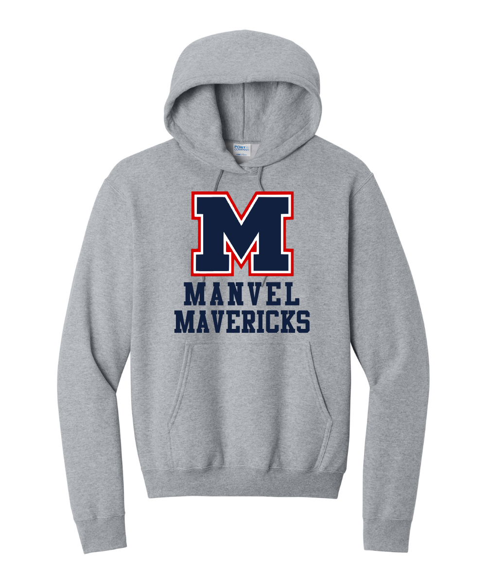 Manvel Football - Big M Manvel Mavericks Cotton Fleece Hoodie