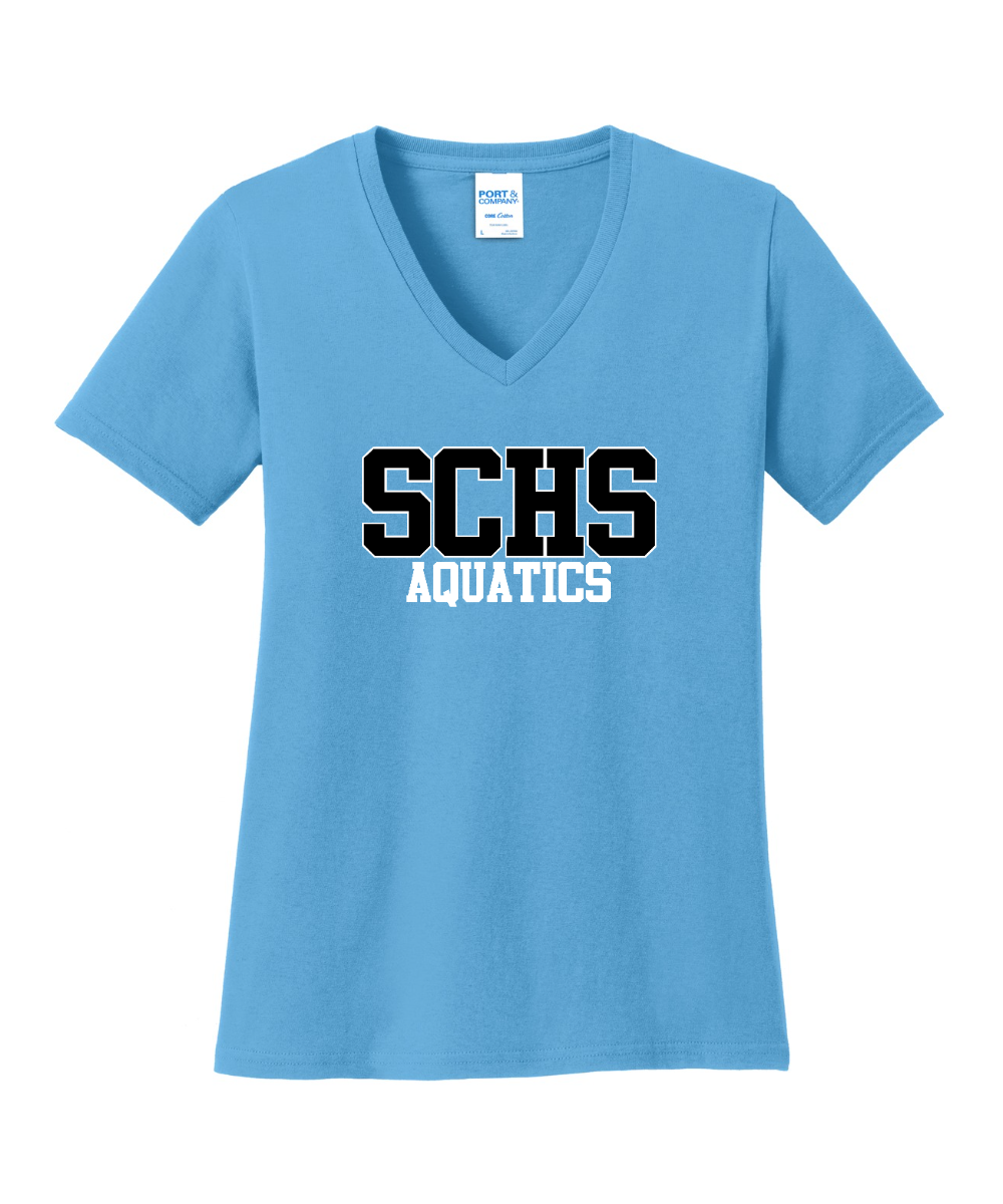 Shadow Creek Aquatics - SCHS Aquatics Ladies Vneck Cotton Tee