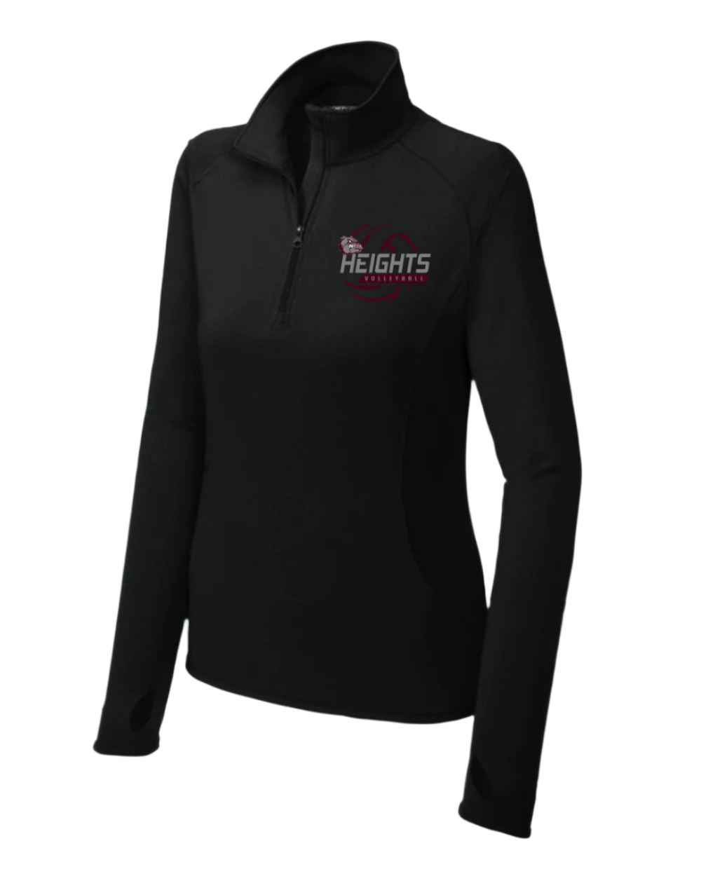 Heights Volleyball- Heights VB Ladies Stretch 1/4-Zip Pullover-Black