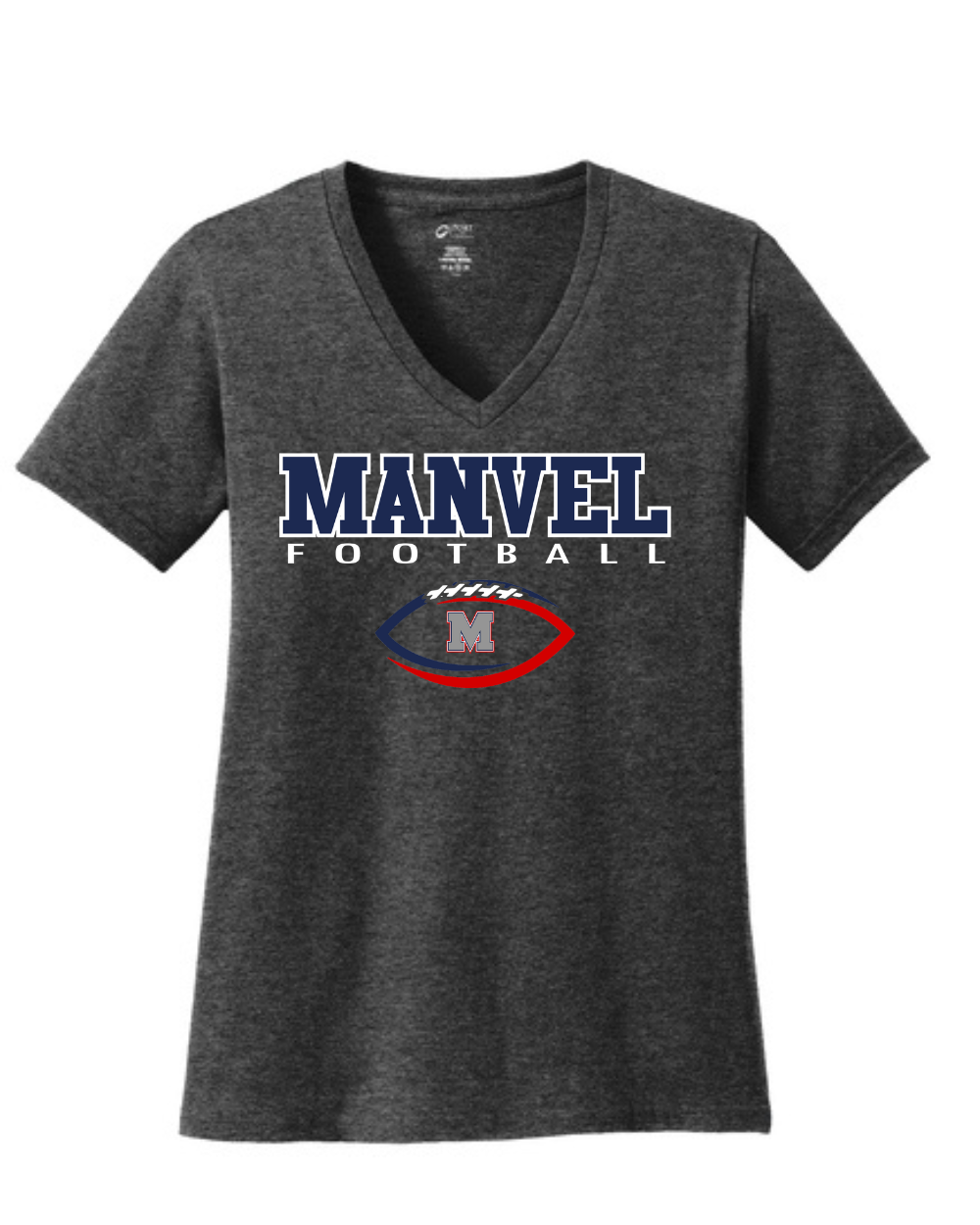 Manvel Football- Manvel Football Ladies Vneck Cotton Tee