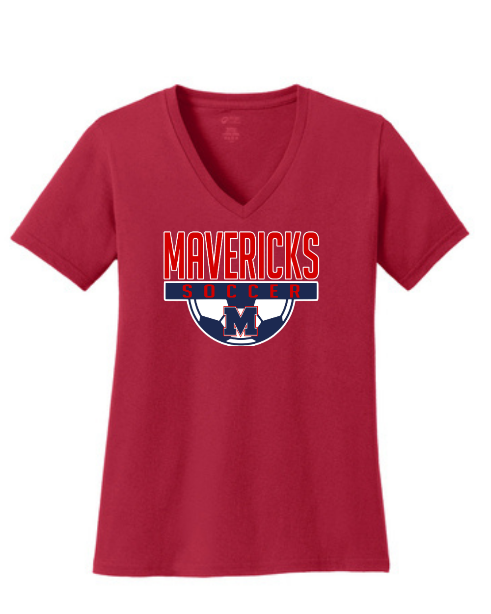 Manvel Soccer- Mavericks Soccer Ladies Vneck Cotton Tee