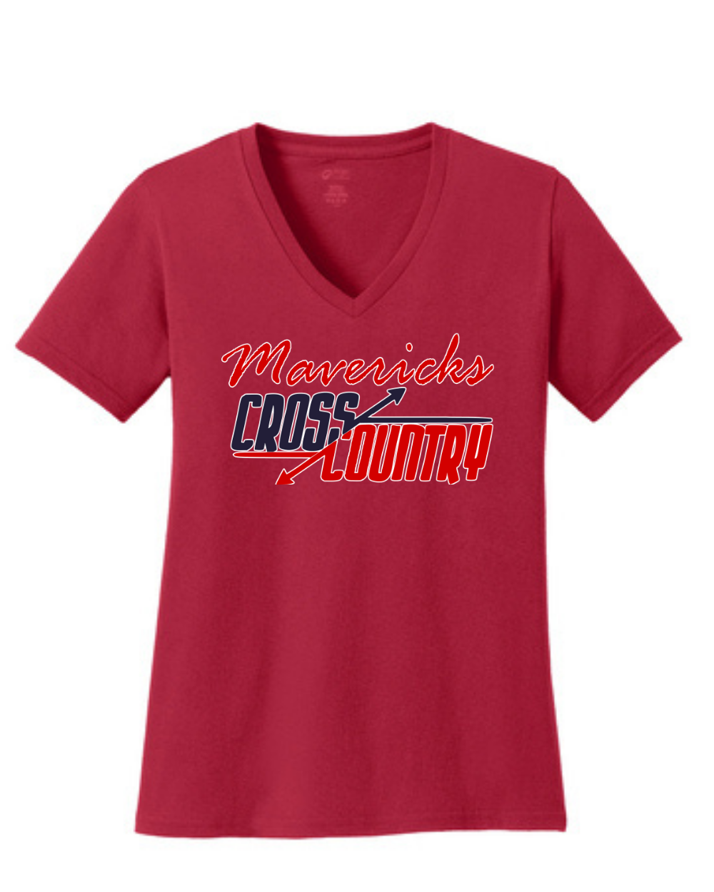 Manvel Cross Country- Mavericks Cross Country Ladies Vneck Cotton Tee