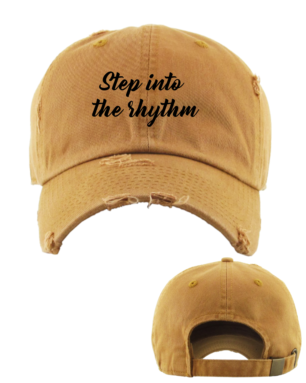 Step into the Rhythm- Embroidered Distressed Cap