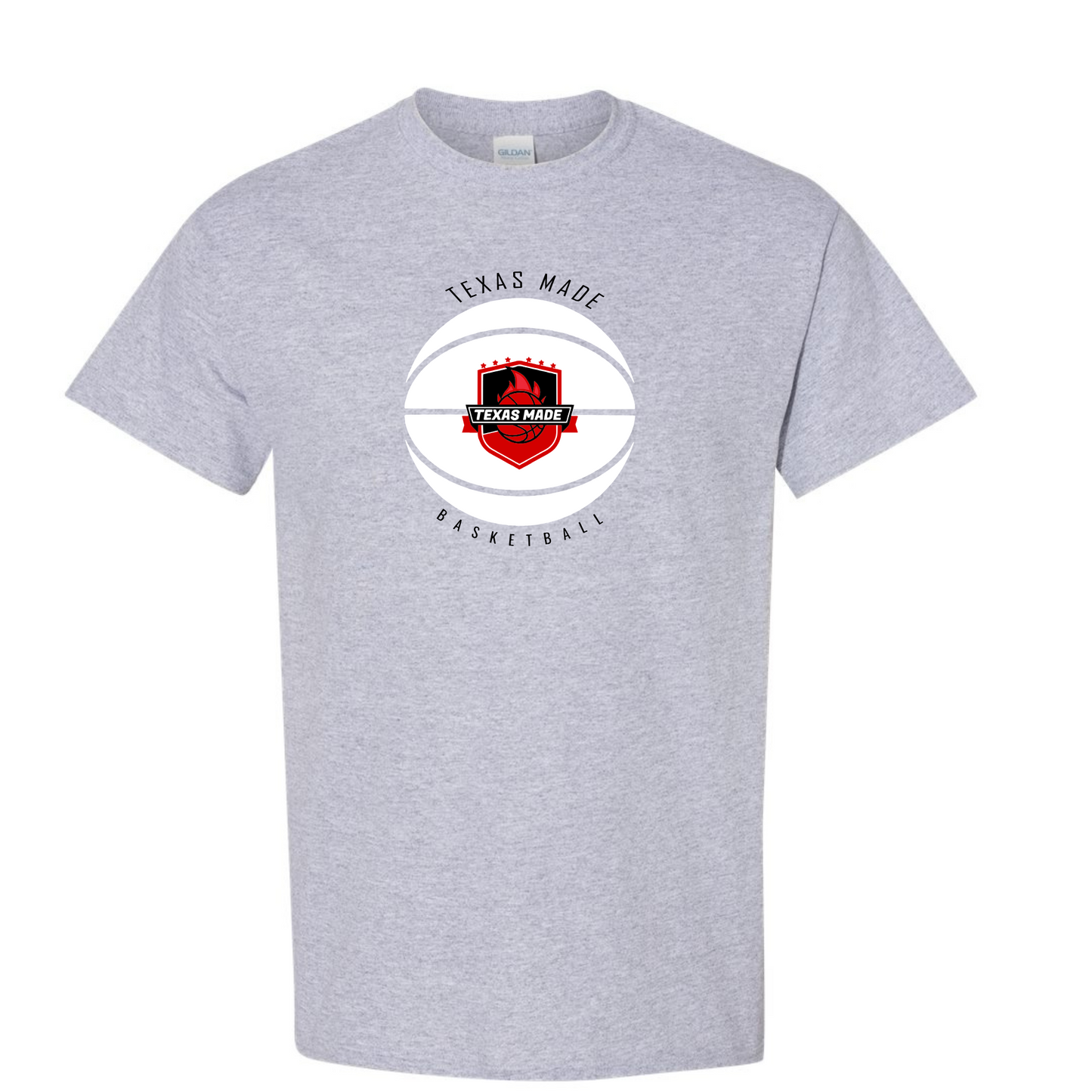 Texas Made -TM Basketball- Grey Cotton Tee