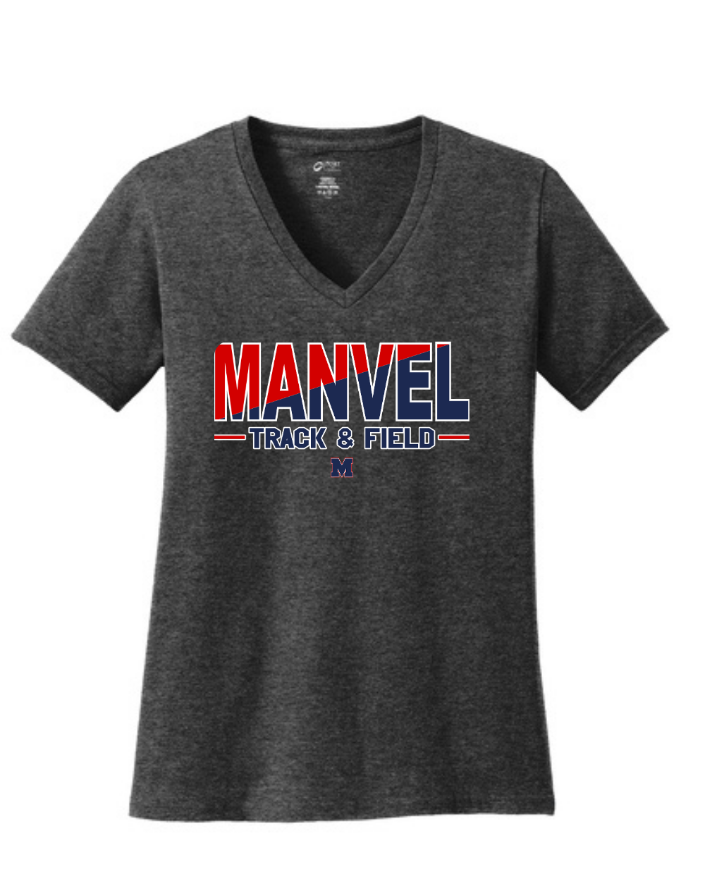 Manvel Track and Field- Manvel Track and Field Ladies Vneck Cotton Tee