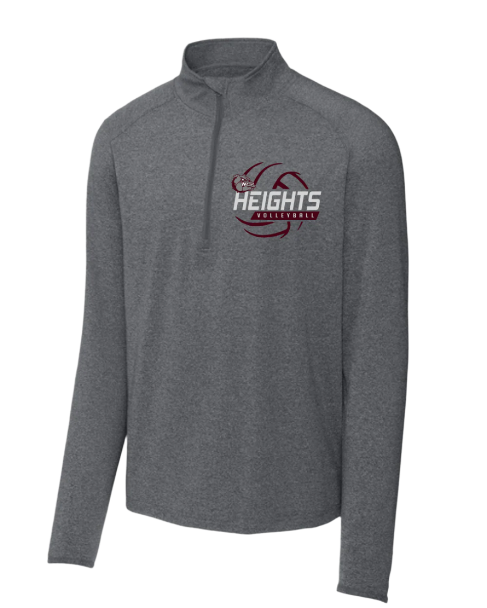 Heights Volleyball- Heights VB Stretch 1/4-Zip Pullover-Heather Grey