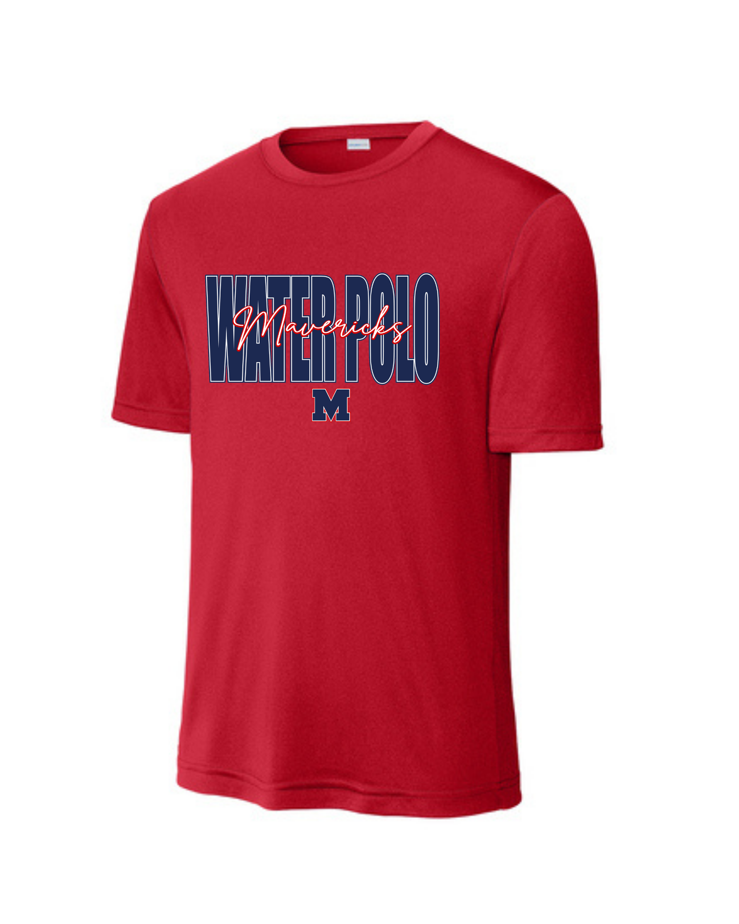 Manvel Water Polo- Water Polo Cursive Mavericks- Short Sleeve Performance Tee