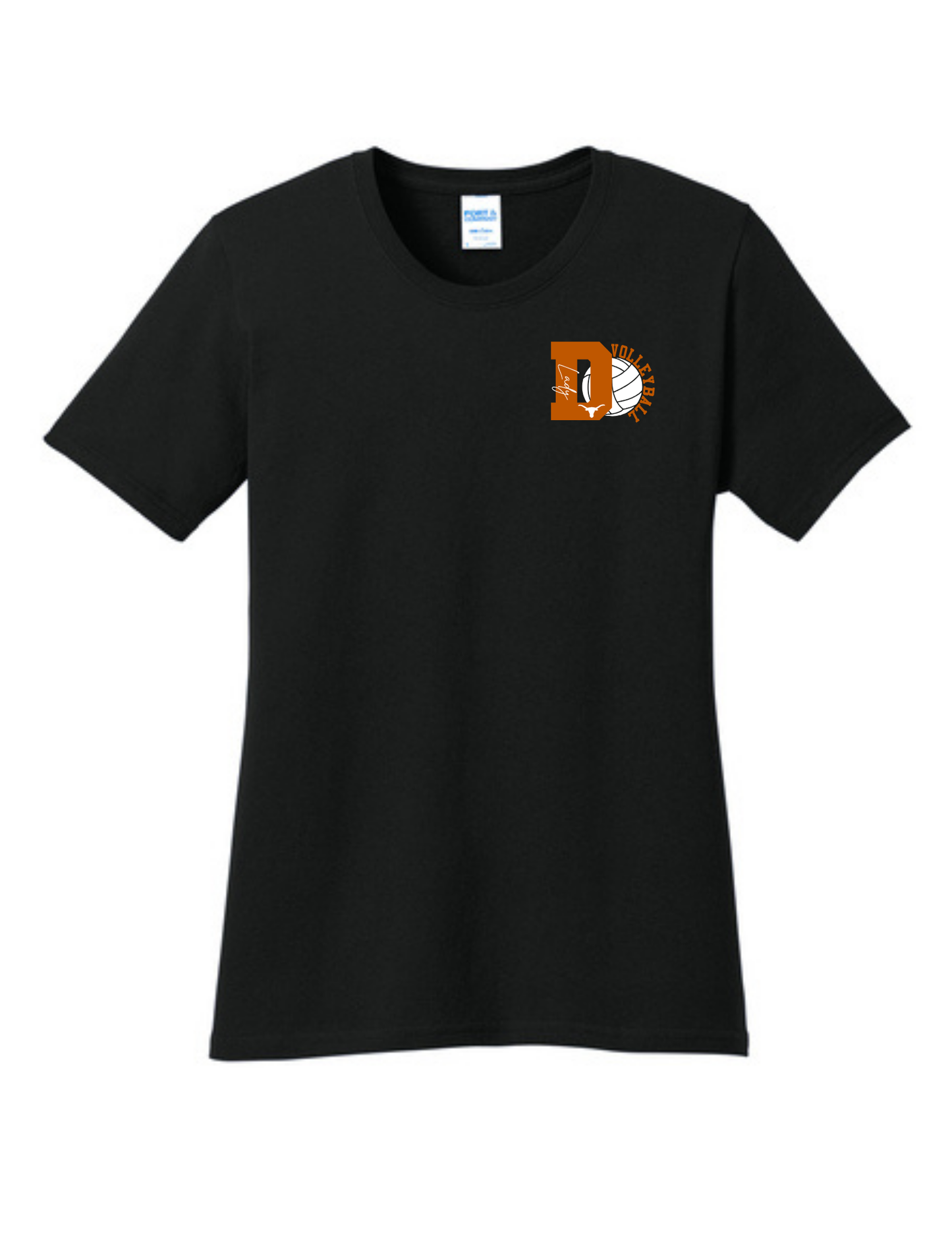 Dobie HS Volleyball - D Volleyball logo - Ladies Cotton Tee