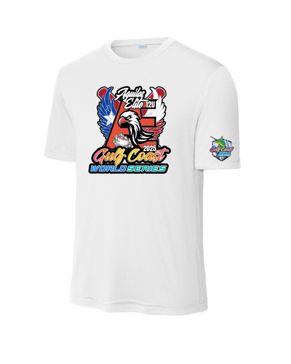 Aguilas Elite-AE Pennant Gulf Coast WS Performance Tee- White