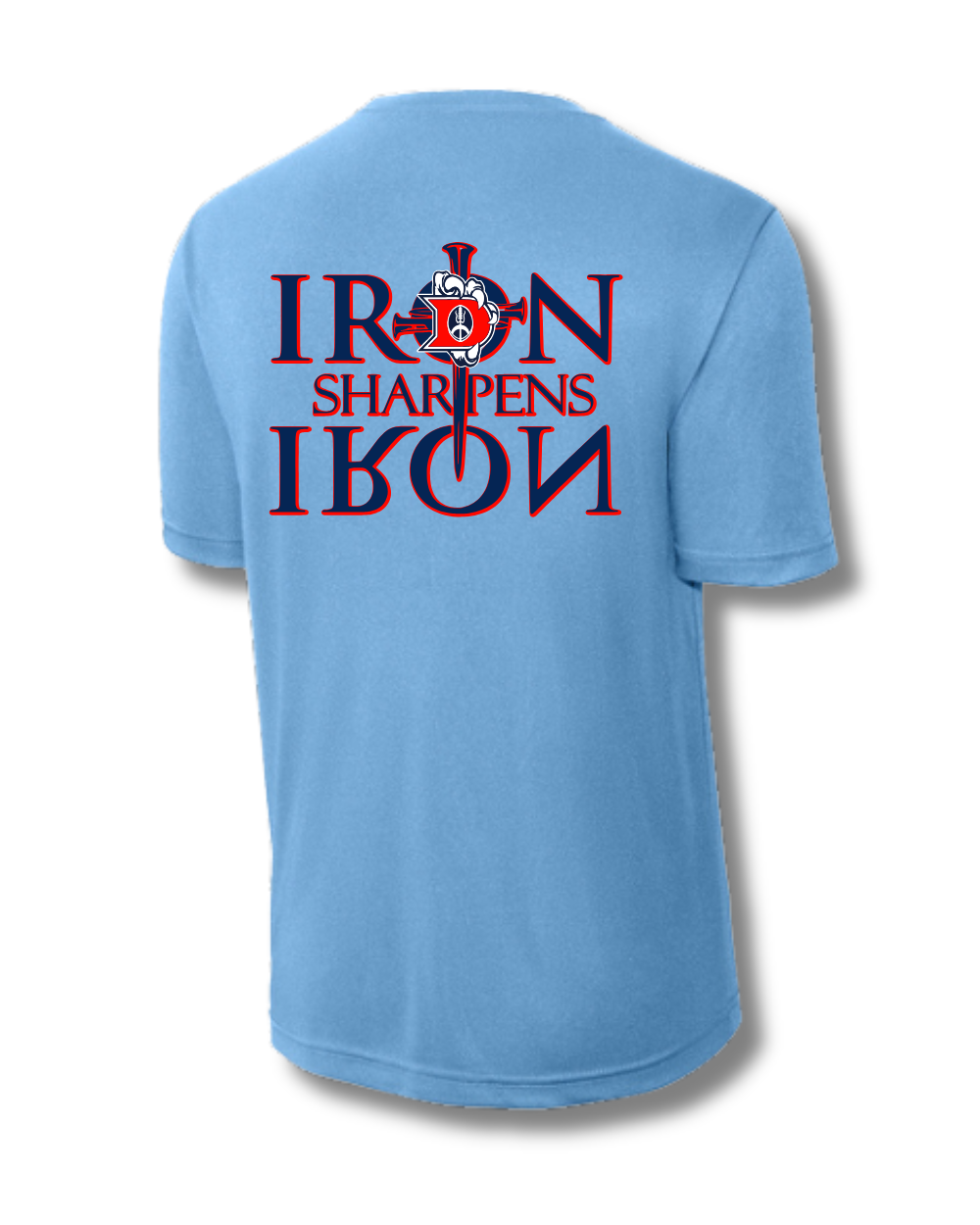 Dawson Football- Iron Sharpens Iron Short Sleeve Performance Tee- Light Blue