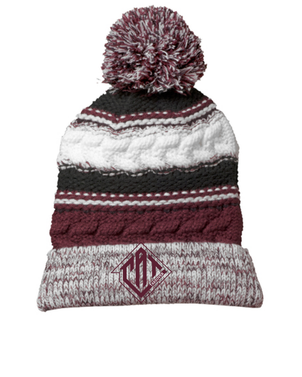 Cat Takeover- Maroon Pom Beanie