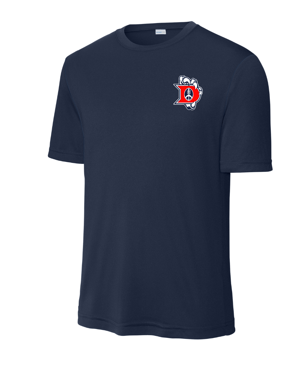 Dawson Football- Iron Sharpens Iron Short Sleeve Performance Tee- Navy Blue