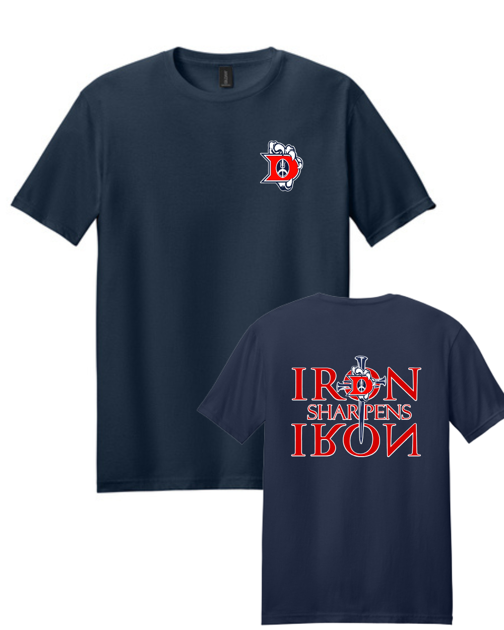 Dawson Football- Iron Sharpens Iron Short Sleeve Cotton Tee- Navy Blue