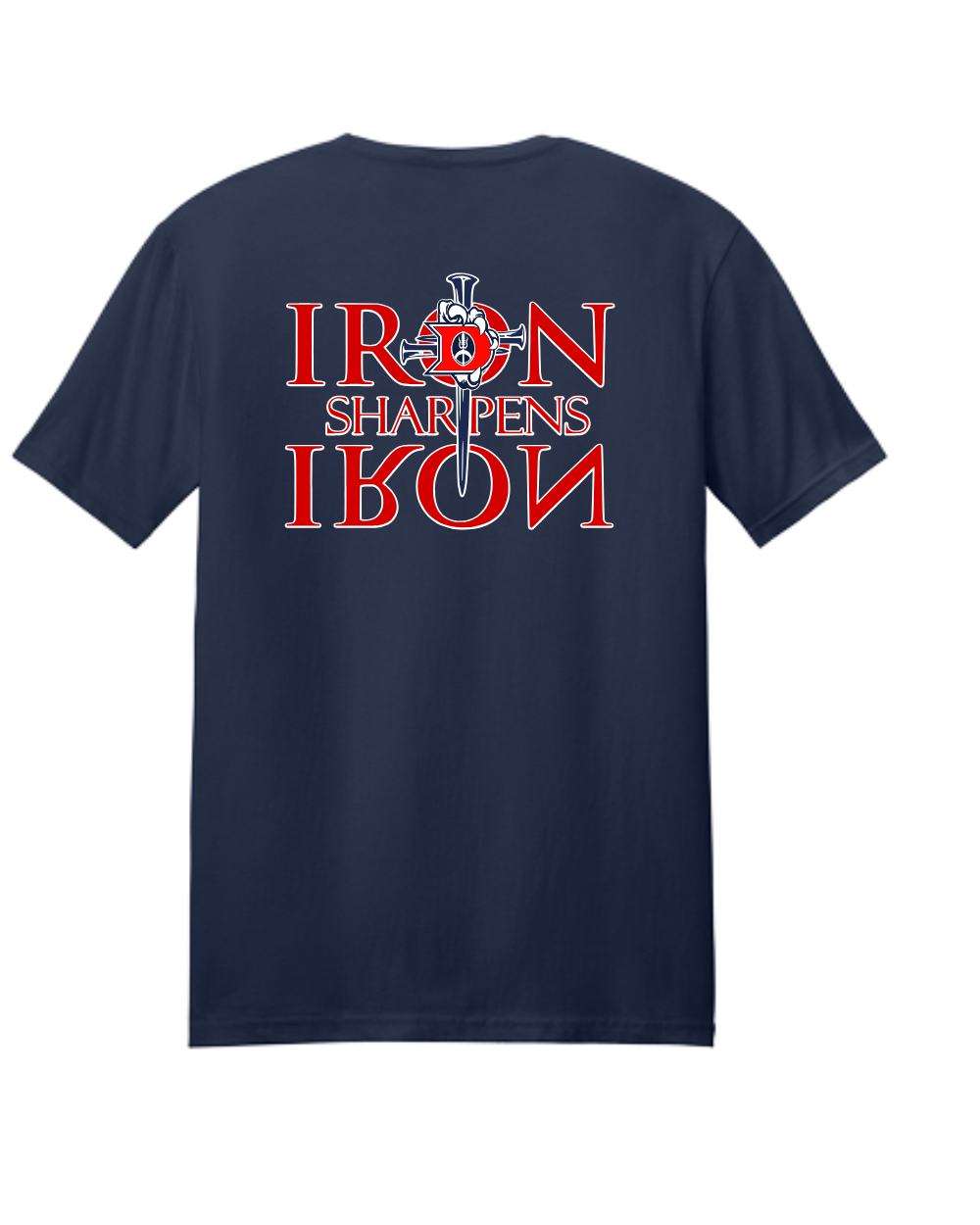 Dawson Football- Iron Sharpens Iron Short Sleeve Cotton Tee- Navy Blue