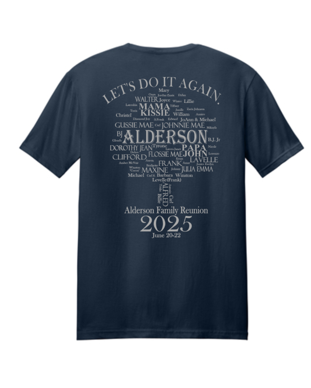 Alderson Family Reunion 2025 Adult Tee - Navy