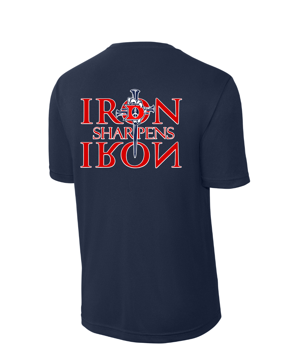 Dawson Football- Iron Sharpens Iron Short Sleeve Performance Tee- Navy Blue