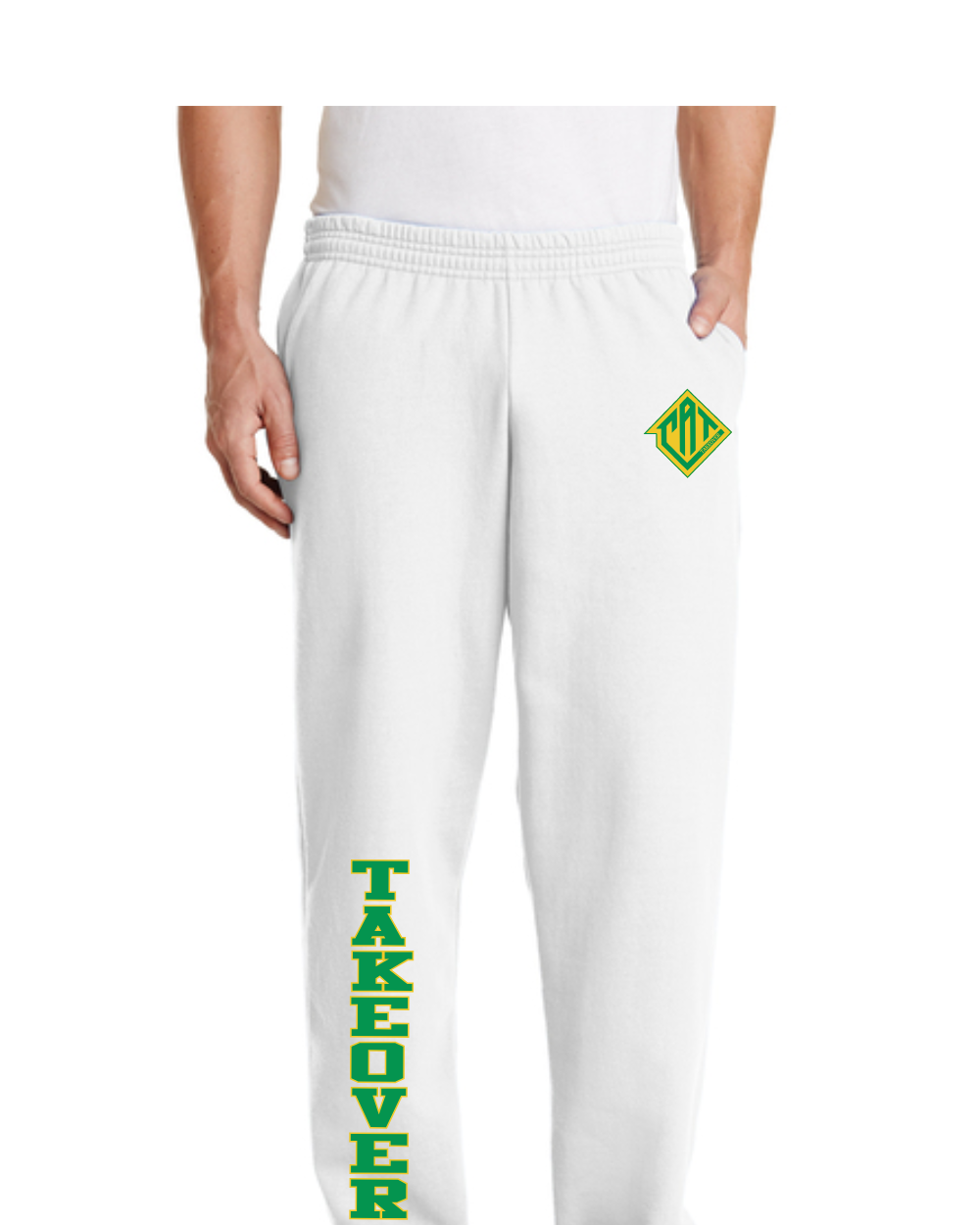 CAT Takeover- Takeover Cotton Blend Fleece Pants- White