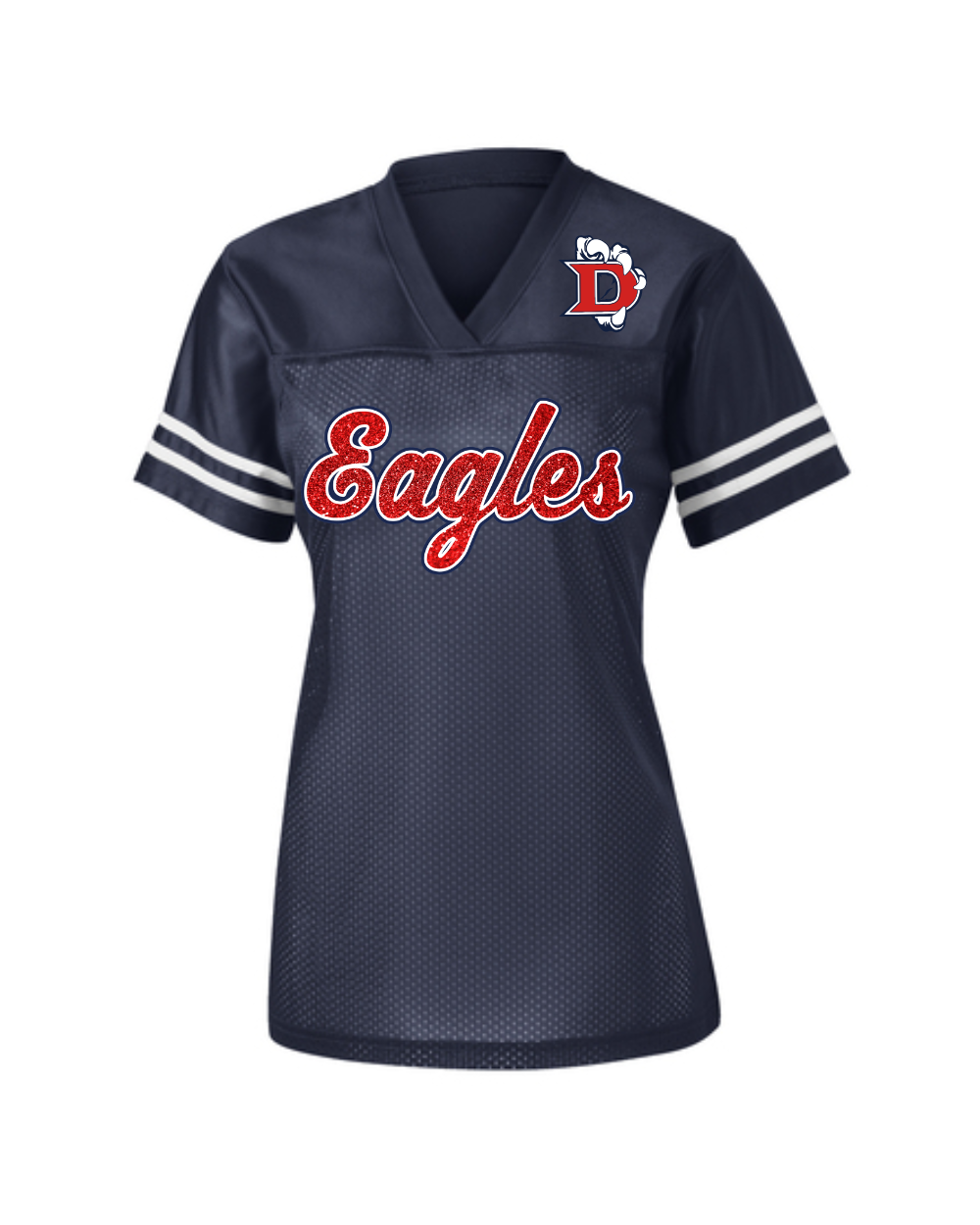 Dawson Football- Glitter Eagles Football- Ladies fan Jersey- Navy