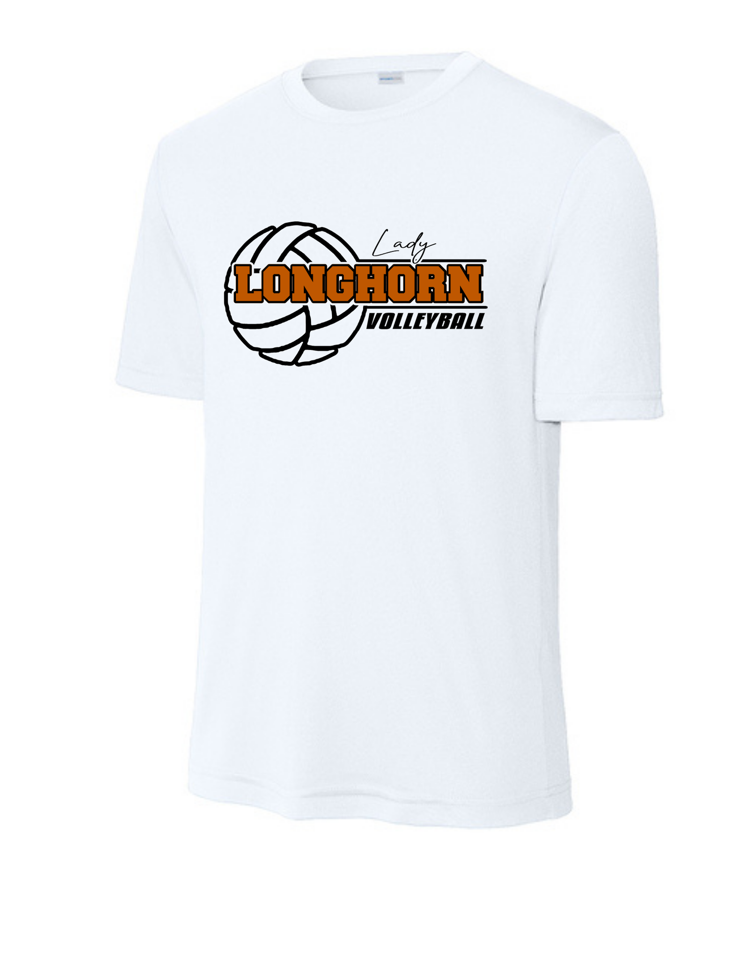 Dobie HS Volleyball -Ladies Longhorn Volleyball Short Sleeve Performance Tee