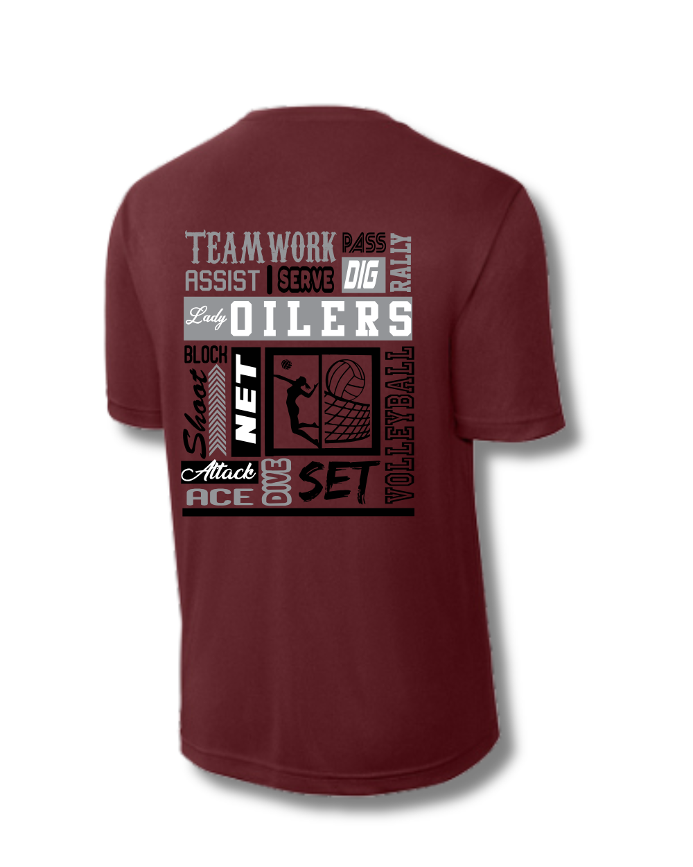 PHS Volleyball-Pearland Volleyball Performance Tee- Maroon