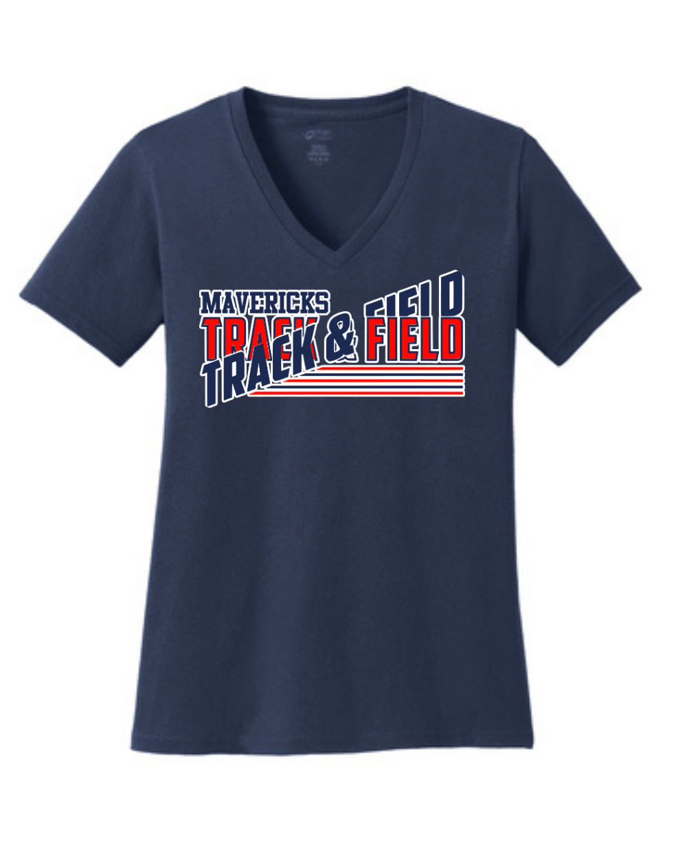Manvel Track and Field- Mavericks Track and Field Ladies Vneck Cotton Tee