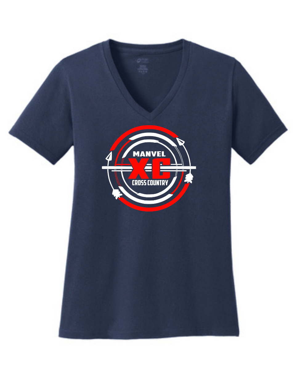 Manvel Cross Country- Manvel Cross Country Ladies Vneck Cotton Tee