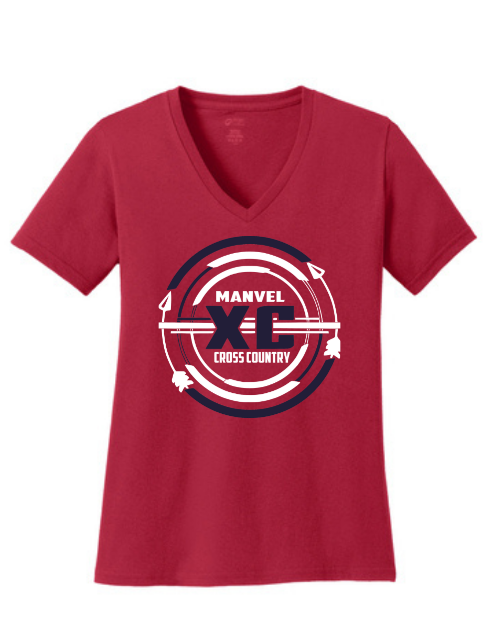 Manvel Cross Country- Manvel Cross Country Ladies Vneck Cotton Tee