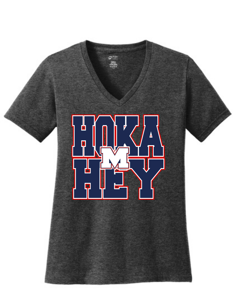 Manvel Football- Hoka Hey Ladies Vneck Cotton Tee