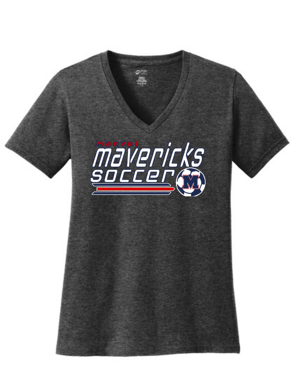 Manvel Soccer- Manvel Soccer Ladies Vneck Cotton Tee