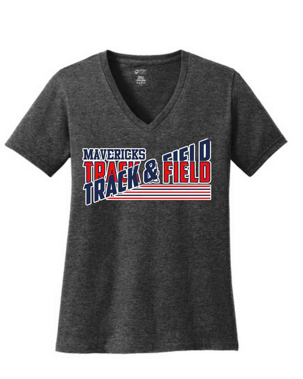 Manvel Track and Field- Mavericks Track and Field Ladies Vneck Cotton Tee